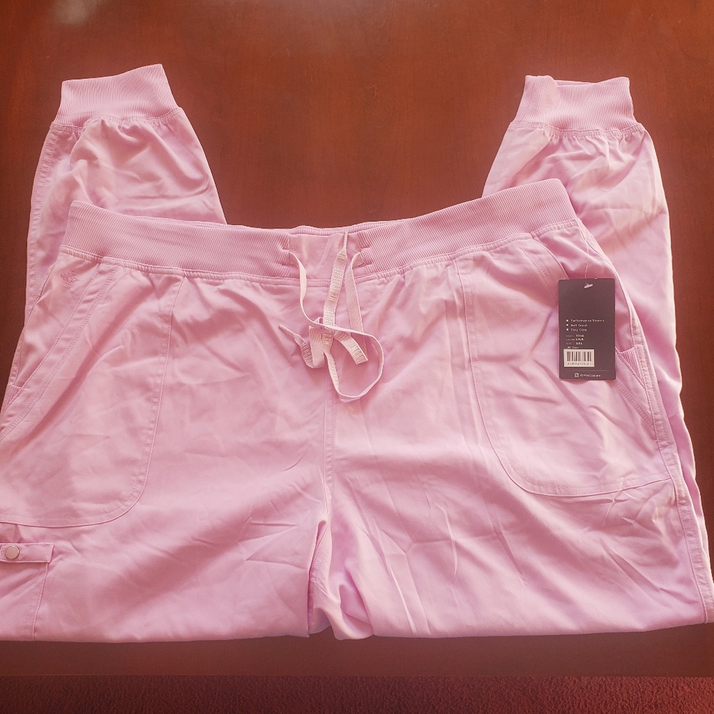 NWT Med Couture Touch Performance Stretch Pink Jogger Scrub Pants Size 2XL